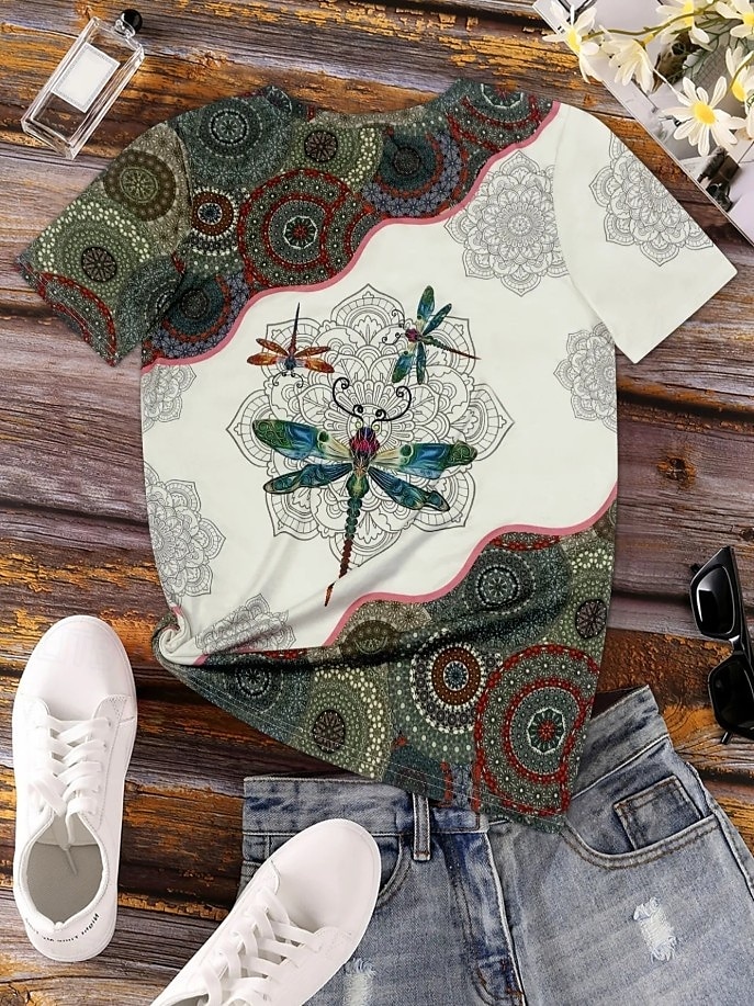 Pentru femei Tricou Grafic Animal Epocă Stilat Clasic Manșon scurt Stil Nautic Topuri obișnuite Zilnic Sfârșit de săptămână Imprimeu Alb Albastru piscină Mov Trifoi Kaki Vară Primăvară 2025 - $19.99 –P8