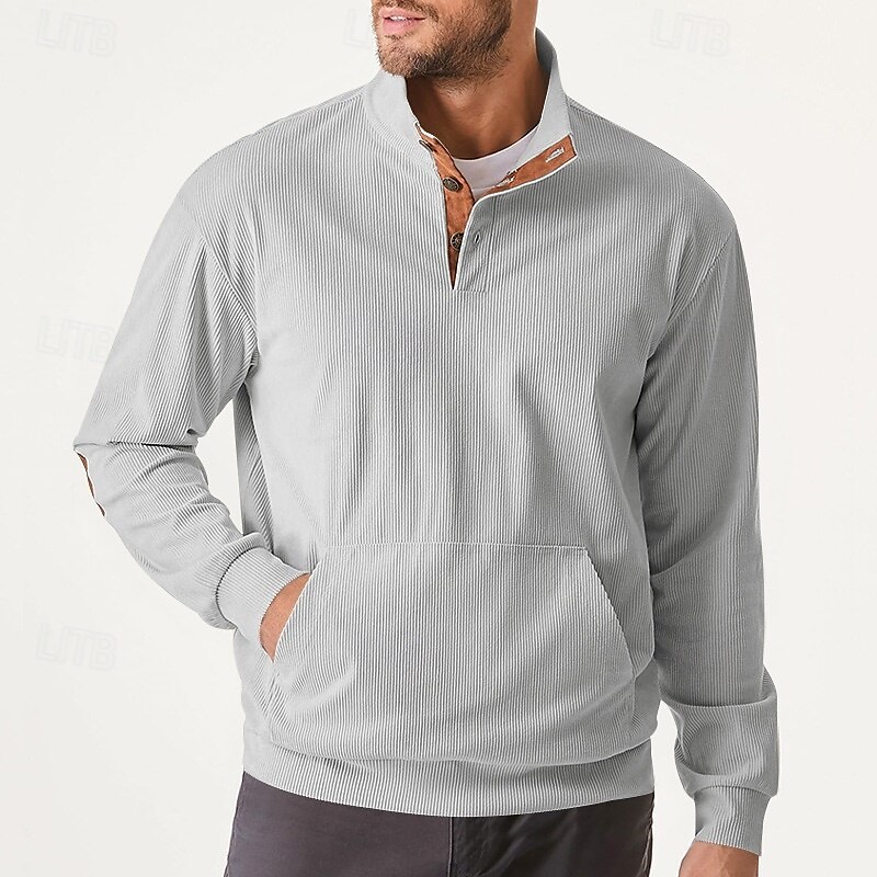 Men's Sweatshirt Button Up Hoodie Apricot Black Army Green Light Grey Coffee Standing Collar Plain Pocket Front Pocket Sports & Outdoor Casual Daily Streetwear Cool Sportswear Spring &  Fall Clothing 2025 - $30.99 –P4