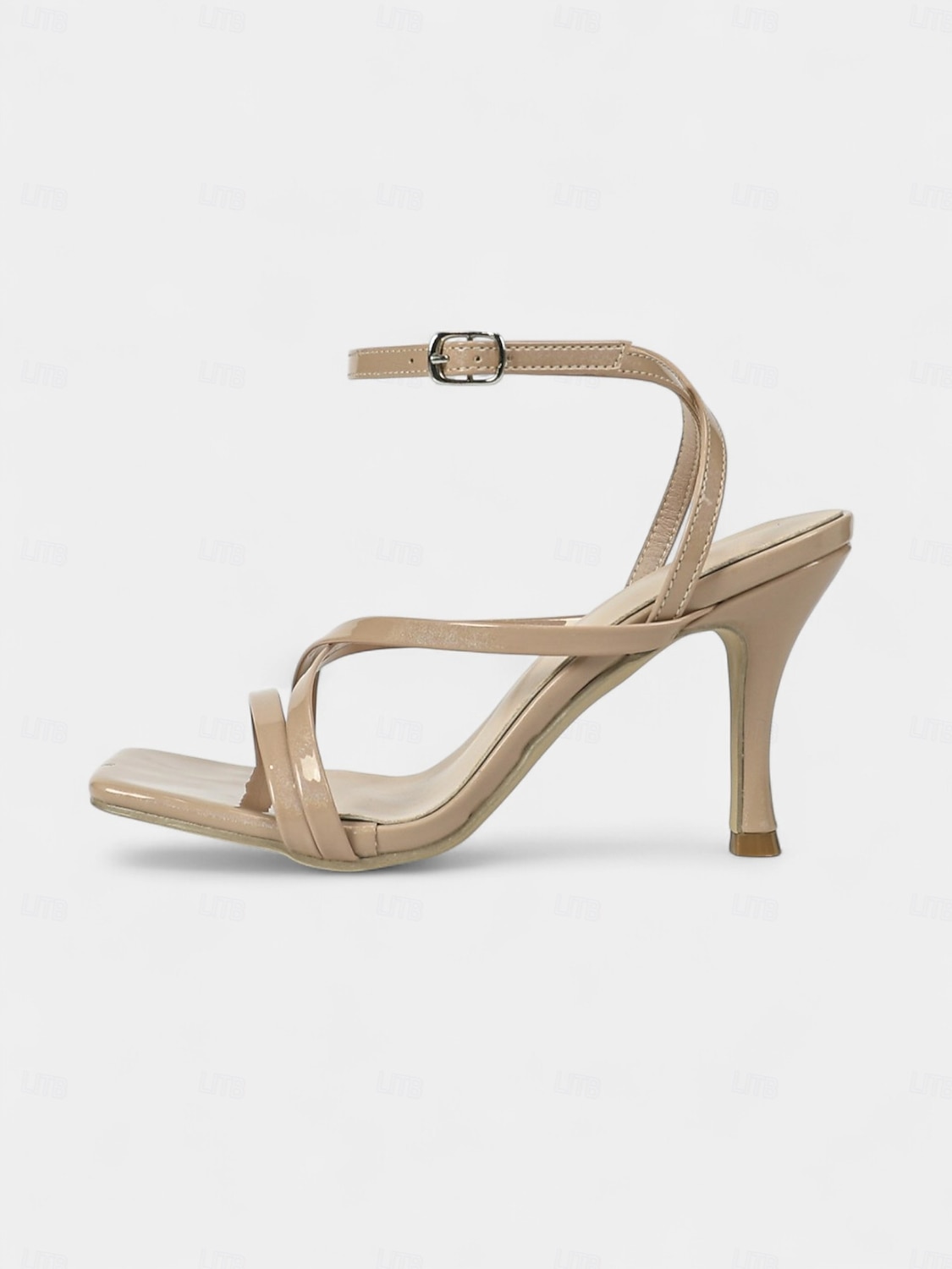 damesko med rem og ankelrem i nude – elegante sandaler med firkantet tå til cocktailfester og hvite fester 2025 - $26.99 –P4