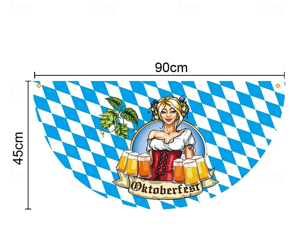 Oktoberfest tysk bayersk vimpel flagg 3 x 1,5 ft ikke-pleated sjekk blå hvit vifte flagg banner polyester flagg feriested utendørs hengende dekorasjon 2025 - $8.99 –P2