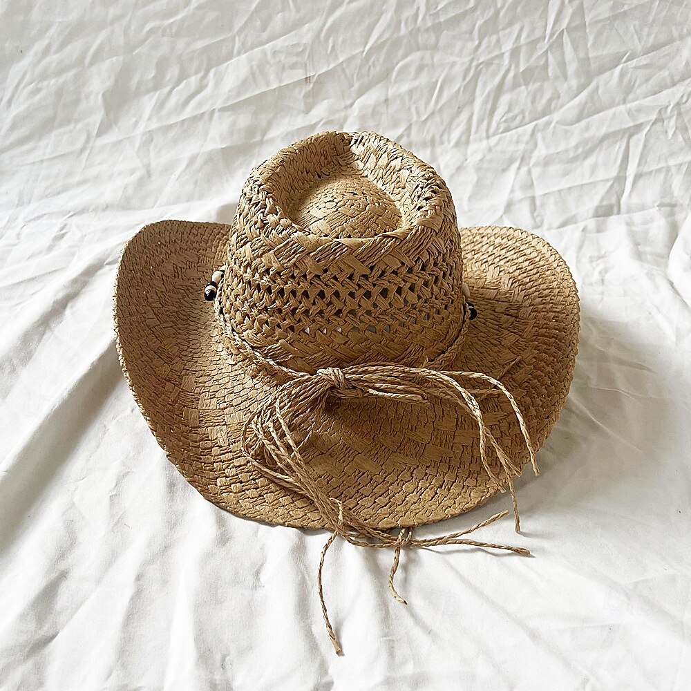 cappello di paglia a conchiglia, cappello da sole per le vacanze al mare, cappello da cowboy con tesa arrotolata del 2026 a $31.99 –P4