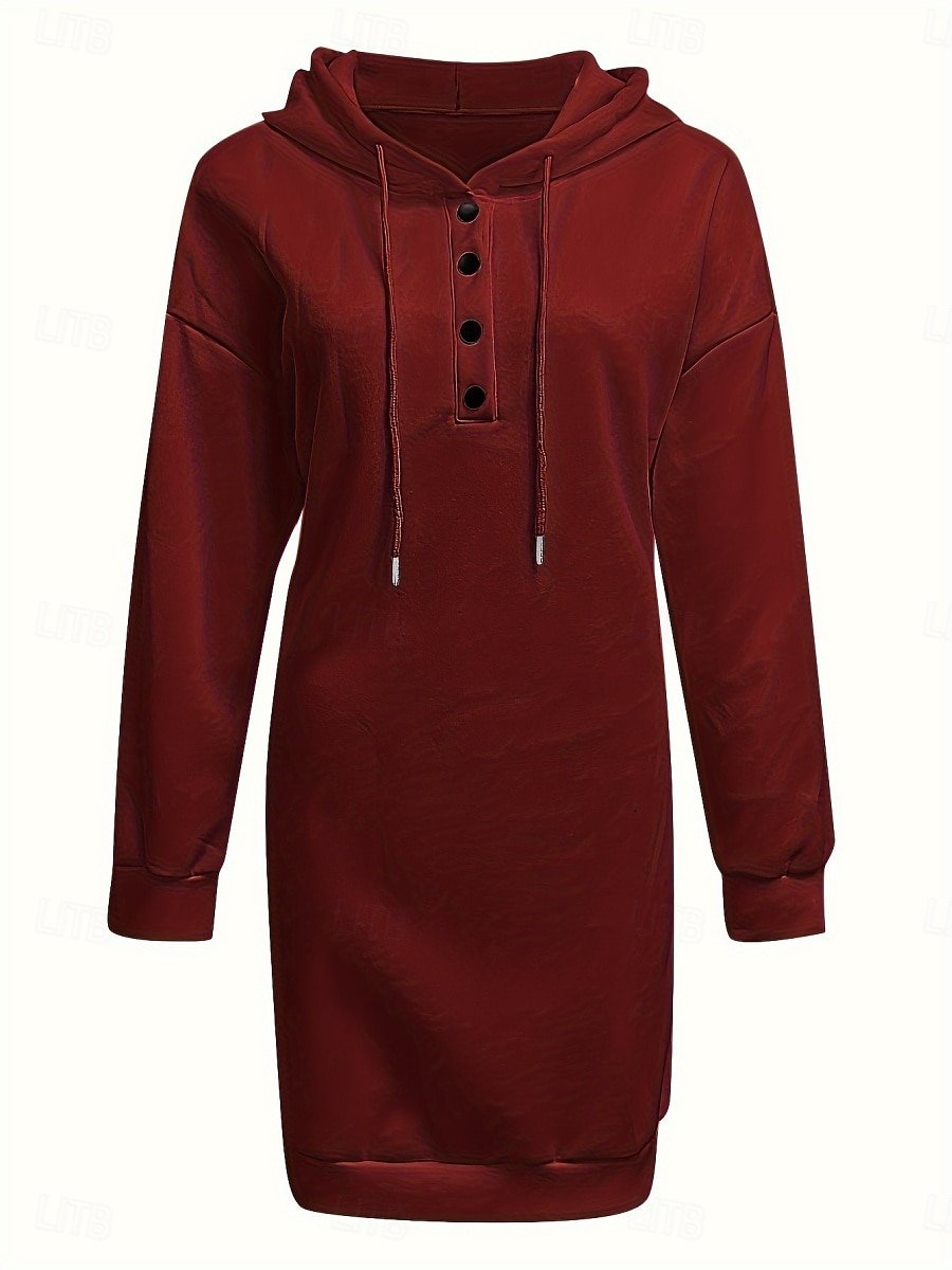 Damen Minikleid Shiftkleid Lässig Täglich Lässiger Schnitt Grafik Langarm Mit Kapuze Schwarz Weiß Rosa Wein Frühling Herbst Winter 2025 - $14.99 –P18