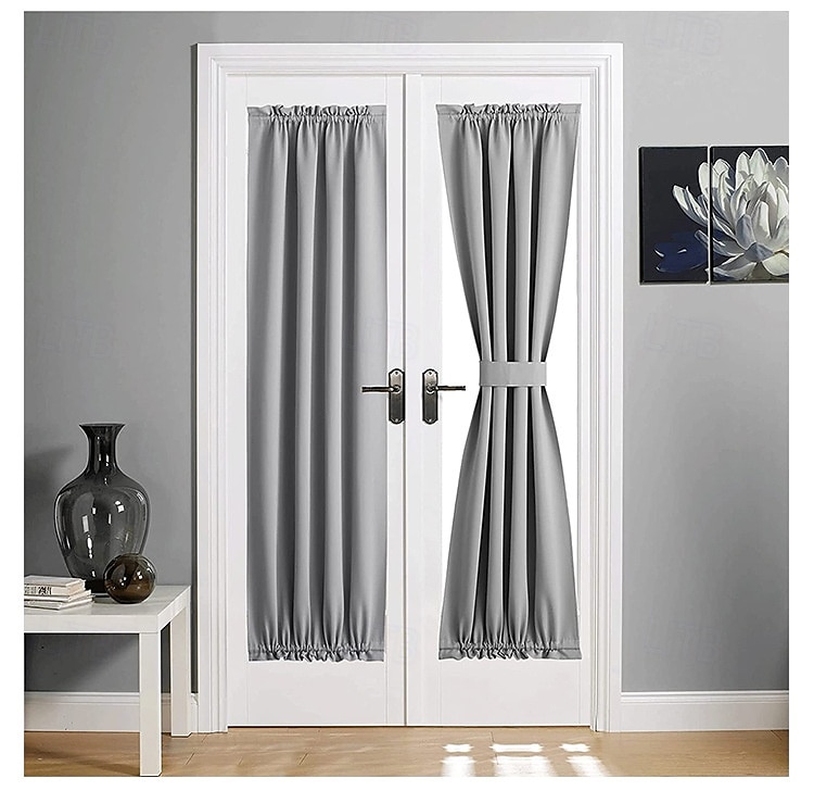Zasłony okienne blackout wiejskie zasłony izolujące termicznie redukujące hałas prywatne zasłony z faux lnu do patio/drzwi francuskich/szklanych 1 panel 2025 - €10.99 –P4