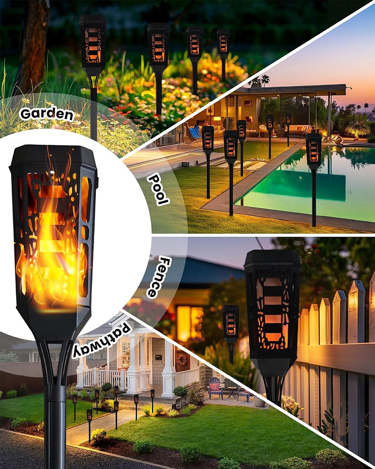 8 Pcs Outdoor Waterproof Solar Flashing Flames Plug in Lights Sensor Lights Garden Courtyard Lawn Path Christmas Halloween Festival Atmosphere Decorative Lights Landscape Lights 2025 - $81.99 –P10