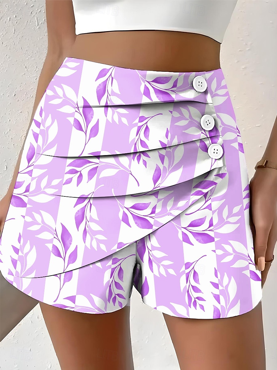 Women's Chinos Shorts Vacation Vintage Ethnic Style Short Medium Waist Pleated Vacation Street Daily Pinky Amethyst Robin's Egg Blue Green Summer Spring Regular Fit 2025 - $17.99 –P3