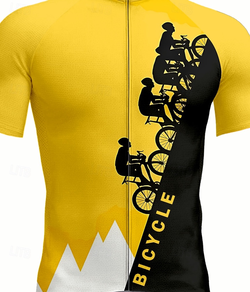 Per uomo Maglia da Ciclismo Grafico Geometrico Lettere & Numeri Manica Corta Bicicletta Maglia Top con 3 tasche posteriori Resistente ai Raggi UV Asciugatura Rapida Cerniera Frontale Strisce del 2026 a $30.99 –P3