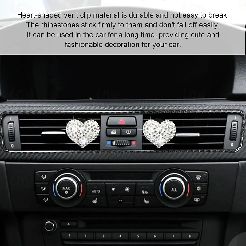 Car Vent Clip Bling Crystal Heart Shape Charm Universal Car Air Conditioner Decorations 2025 - $9.99 –P1