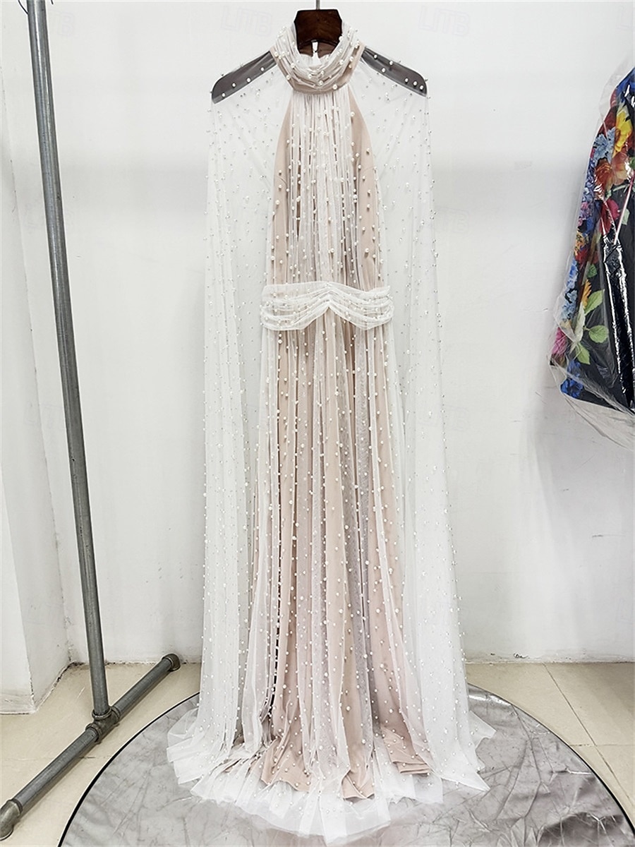 Vestidos de quinceanera em A-line vestido elegante casamento convidada de casamento comprimento do chão mangas longas gola alta tule costas nuas com pregas de 2025 por $179.99 –P3