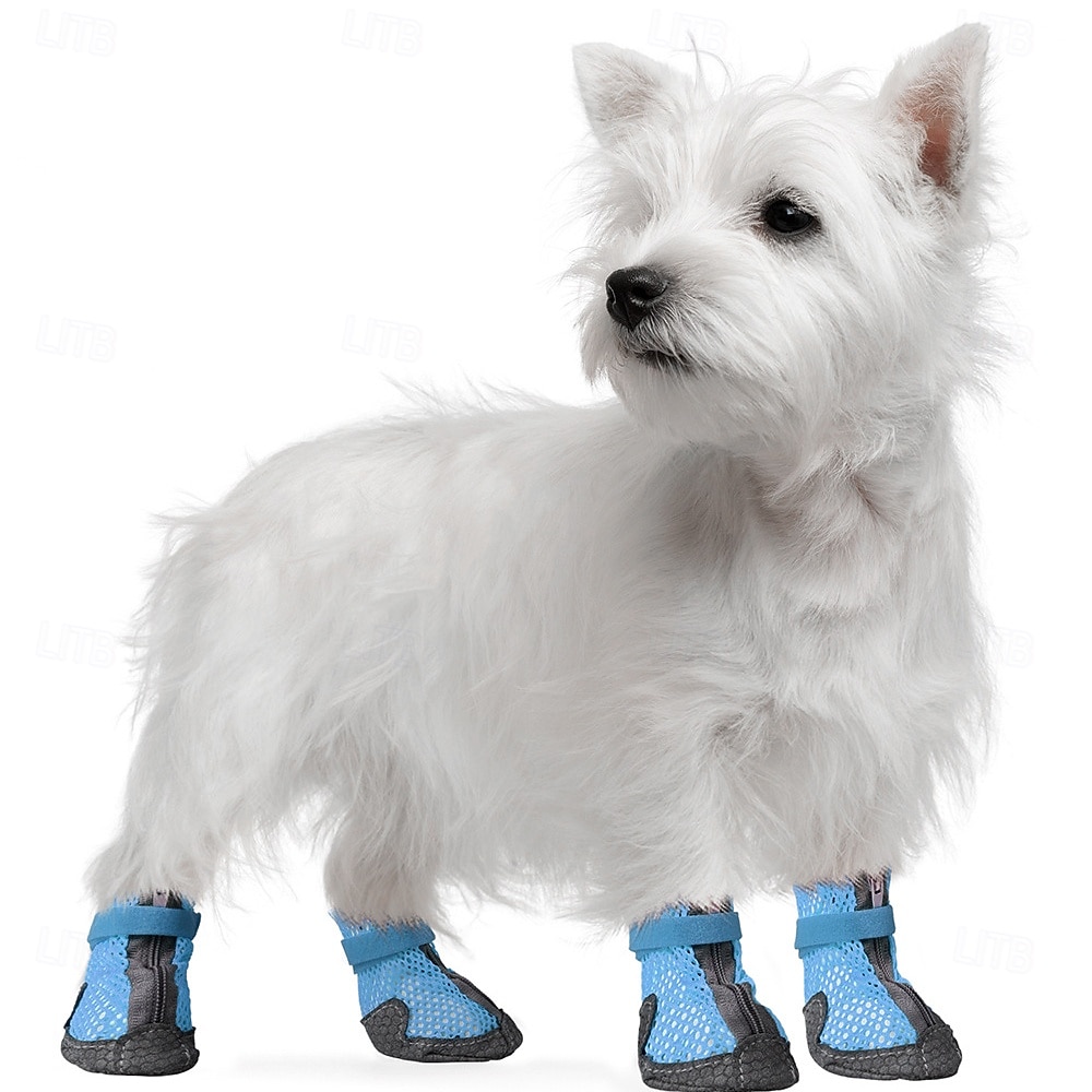 2026年 メッシュの犬用シューズ、ペット用ブーツ、通気性のある小型犬用犬用シューズ、滑り止めソールとジッパー開閉式の防水ペット用サンダル、熱い舗装路でも丈夫なペットの足プロテクター  コレクション – $15.49 –P2