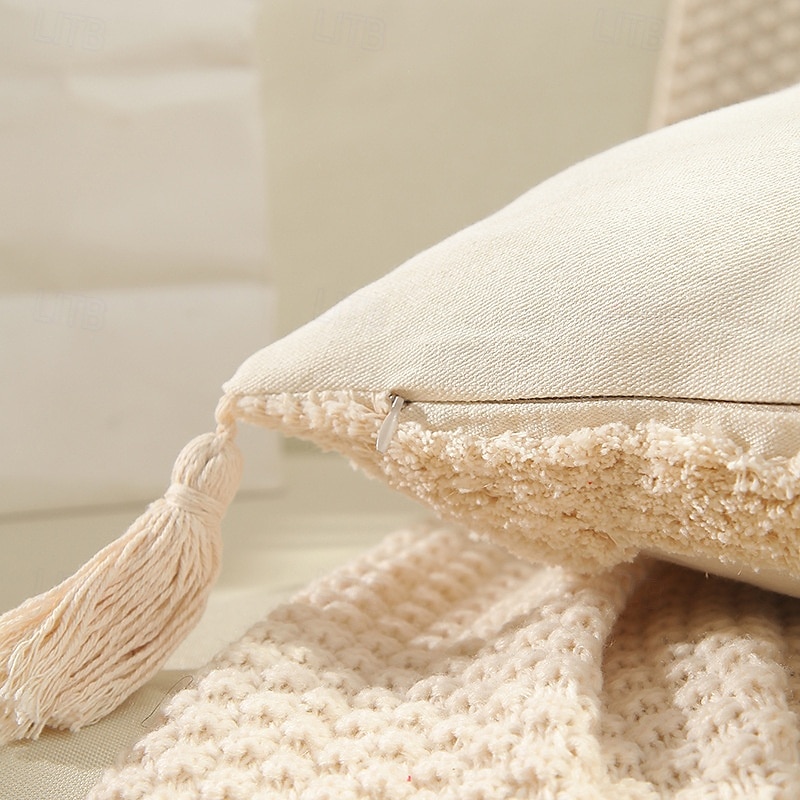 Fodere per cuscini monogrammate con frange in cotone moderno canvas tuftato cuscini decorative con lettere dell'alfabeto per divano letto 26 lettere inglesi del 2025 a $17.99 –P8