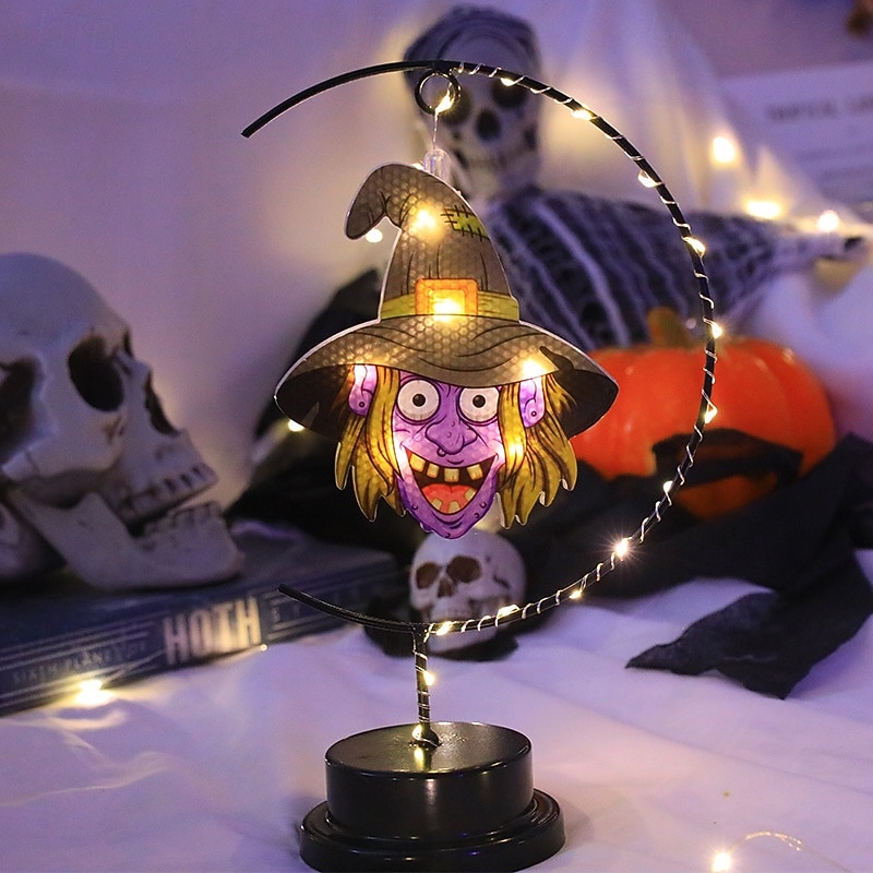 LED-koristeellinen lumottu halloween-yövalo, paristokäyttöinen pöytävalaisin kuunsirppilamput yöpöydän yövalot lahjat sopivat halloween cosplay -juhliin 2026 - $18.99 –P4