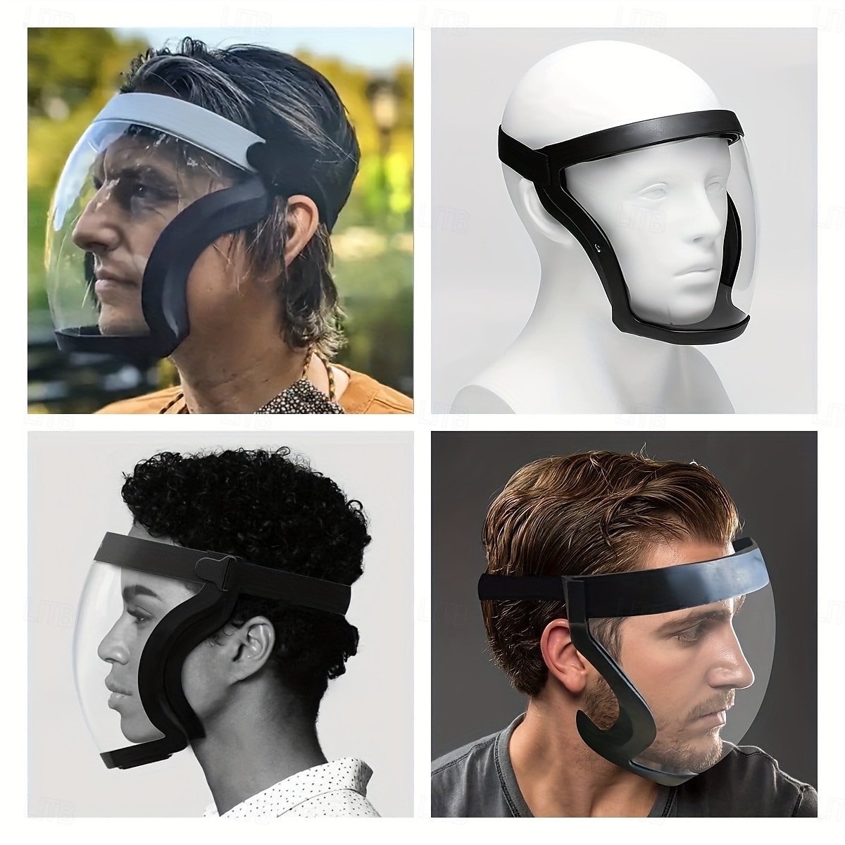 Full Face Protective Mask Adjustable Anti-fog Plastic Mask, Breathable Design, Suitable For Outdoor And Kitchen, Secure Closure - Ideal Gift For Family And Friends, Multifunctional Protective Mask 2025 - $7.99 –P4