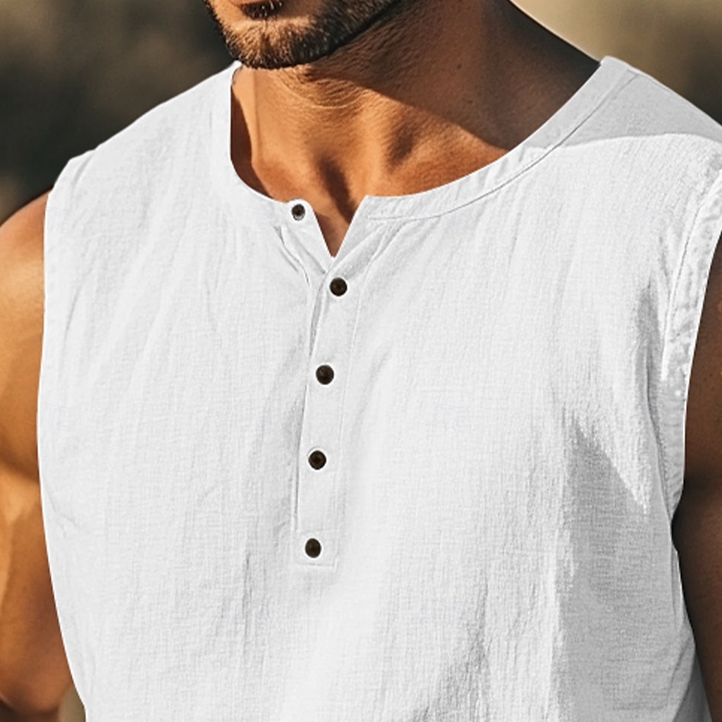 Homme T-shirt Sans manches Manche Courte Col en V Col rond Été Uni Texturé Mode Classique Occasionnel Pur Rue Occasionnel Sports Noir Blanche Kaki T-shirt haut de gamme pour homme de 2025 ? $16.49 –P2