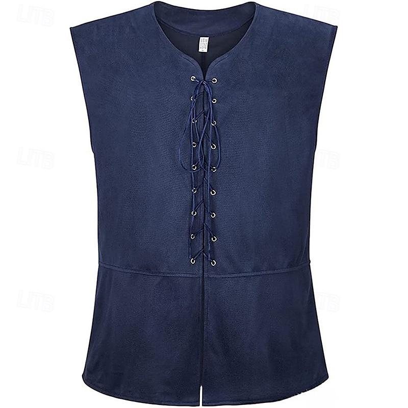 Herren Weste aus Wildlederimitat Weste Gilet Outdoor Täglich Vintage Frühling Herbst Schnürung Polyester Bequem Einfach V Ausschnitt Normale Passform Dunkelbraun Schwarz Wein Marineblau Weste 2025 - $19.49 –P2