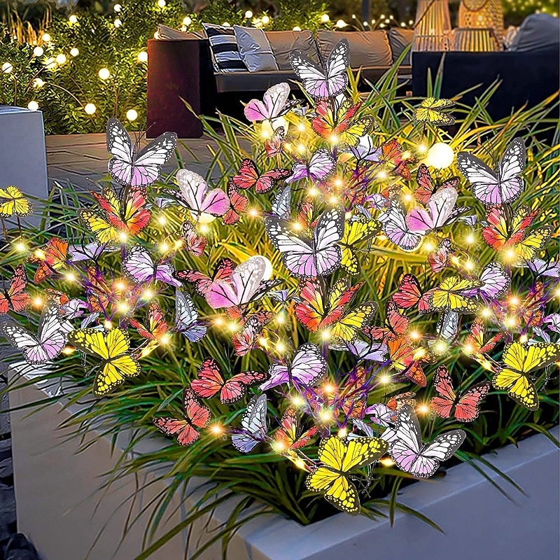 2 Pcs Solar Butterfly Tree Lights Outdoor Waterproof Pathway Lights for Wedding Party Villa Walkway Garden Lawn Camping Party Landscape Decoration 2025 - $26.99 –P8