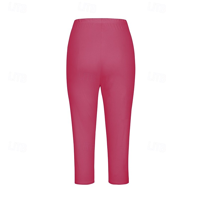 Mulheres Calças Capri Leggings Moda Casual Comprimento da panturrilha Cintura Média Tecido Cintura elástica Confortável Respirabilidade Com Stretch Férias Rua Roupa Diária Amarelo Claro Vinho de 2025 por $15.99 –P14