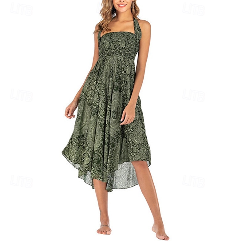 Pentru femei Fustă Linie A Leagăn Casual Boho Maxi Talie Înaltă Fuste Floral Imprimeu Micro-elastic Vacanță Concediu Negru Albastru piscină Portocaliu Verde Vară Poliester 2025 - $20.99 –P14