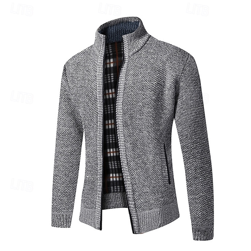 Herren Pullover Strickjacke Gerippt Stricken Normale Oberteile Gestrickt Einfach Stehkragen Aufwärmen Moderne zeitgenössische Lässig Alltagskleidung Bekleidung Frühling & Herbst Weinrot Schwarz M L XL 2025 - $25.99 –P8