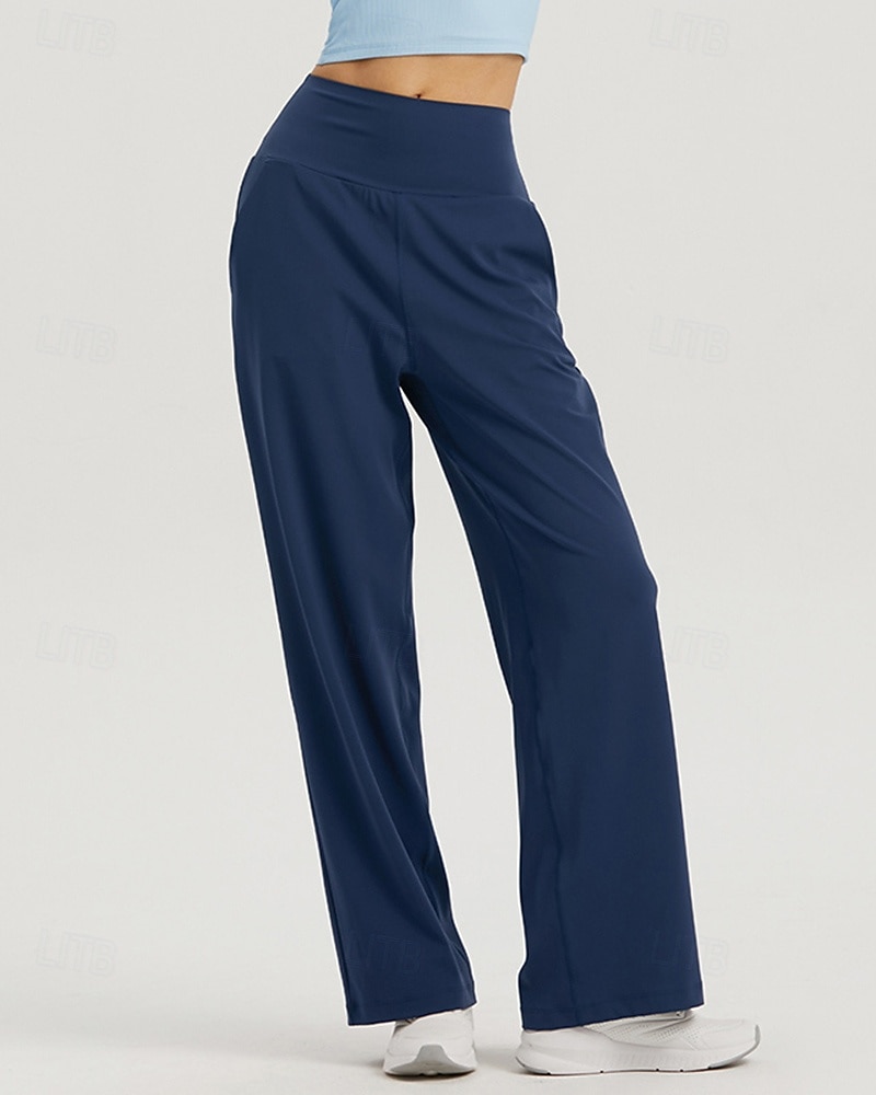 Damen Fitnesshose Pilates-Hosen Yogahose Mit Taschen Leicht Hohe Taille Fitnessstudio Pilates Zumba Unterteile Einfarbig Schwarz Weiß Dunkelmarine Herbst Sport Sportkleidung Mikroelastisch Lässiger 2025 - $35.99 –P5