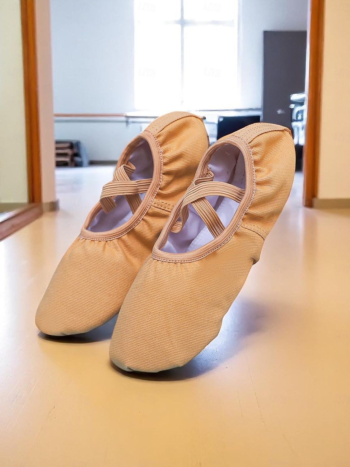 scarpette da ballo da donna in tela rosa - scarpe da allenamento professionali con cinturini elastici per l'allenamento in studio e le esibizioni del 2025 a $24.99 –P3