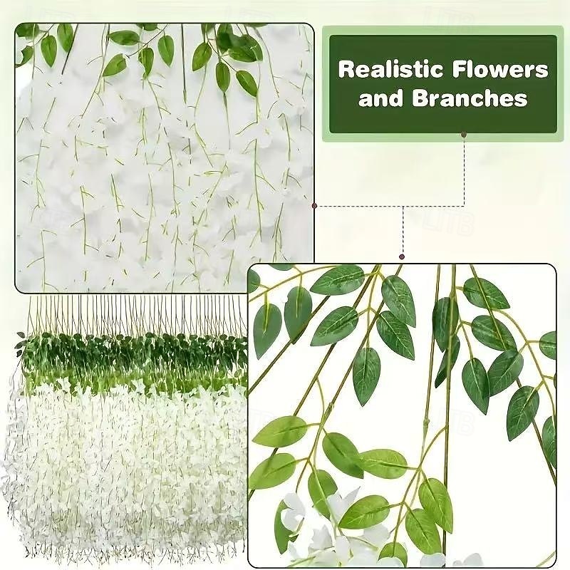 36 db-os műliliom virágfüzér, fehér függő műliliom esküvőre, partira, ünnepi dekorációra és otthoni kerti faldekorációra, karbantartásmentes 2026 - $35.99 –P3