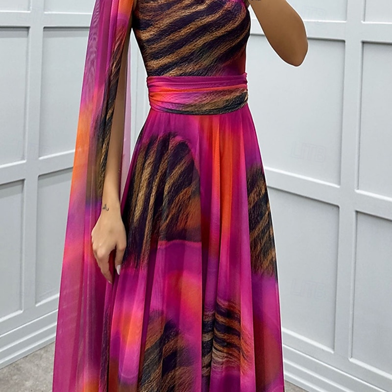 Femmes Robe Longue Maxi Robe Robe de Bal Robe de Soirée Élégant Mode Soirée Occasion Spéciale Coupe régulière Fleur Manche Courte Une Épaule Rose Claire Rouge Bleu Été de 2025 ? $32.99 –P3