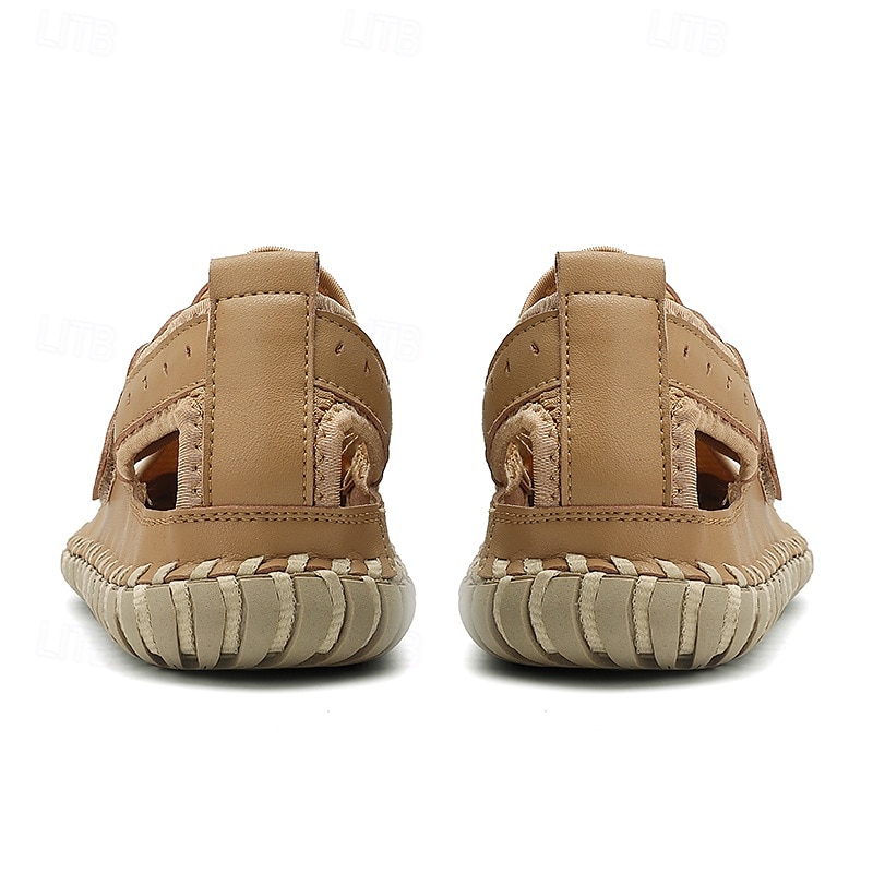 Men's Breathable Mesh Leather Sandals – Casual Hook and Loop Outdoor Fisherman Shoes for Summer Walking and Beach Travel 2025 - $46.99 –P4