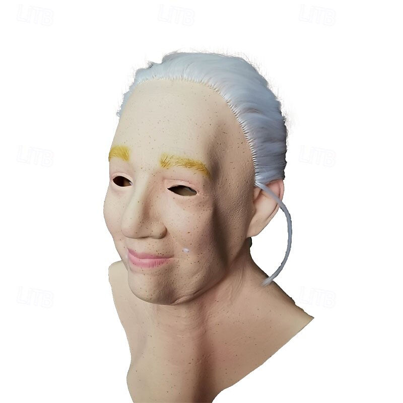 Mască de Halloween pentru bunica, costume realiste și înfricoșătoare, mască facială din latex, mască de groază pentru femeie în vârstă, recuzită de petrecere de vrăjitoare înfricoșătoare 2025 - $34.99 –P5