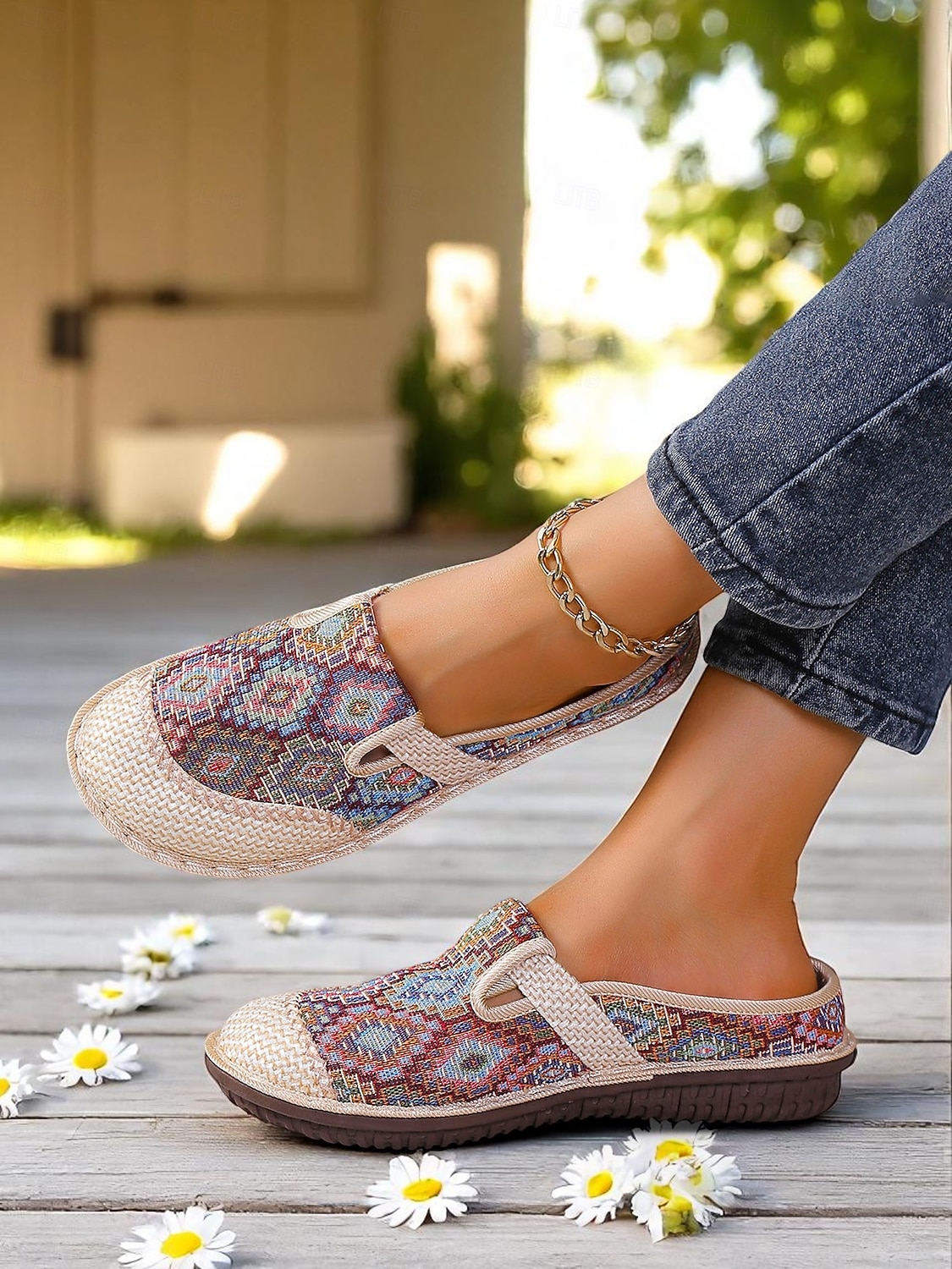 Etnische instappers voor dames – vintage-geïnspireerde comfortabele platte schoenen voor tuinwandelingen, natuurreizen en boho-outfits 2026 - $18.99 –P7