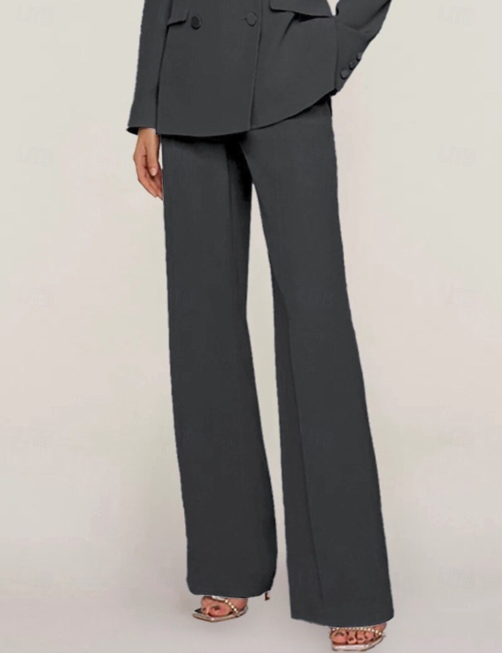 Tuta / Completo Pantalone Abito da cerimonia per signora Formale Ospite di nozze Elegante Colletto a Camicia Lunghezza al pavimento Chiffon Elasticizzato Manica Lunga con Bottoni Tinta unita 2025 del 2025 a $68.99 –P9