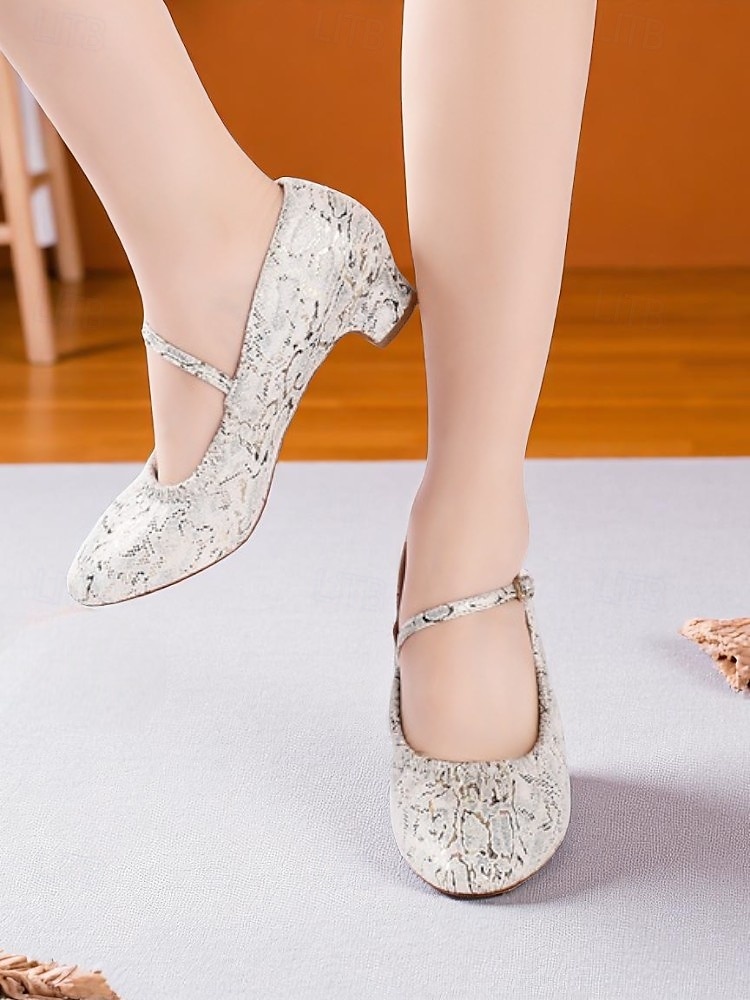 Women's Professional Snake Print Dance Shoes with Adjustable Ankle Strap and Mid Heel for Ballroom and Latin Dance 2025 - $54.99 –P4