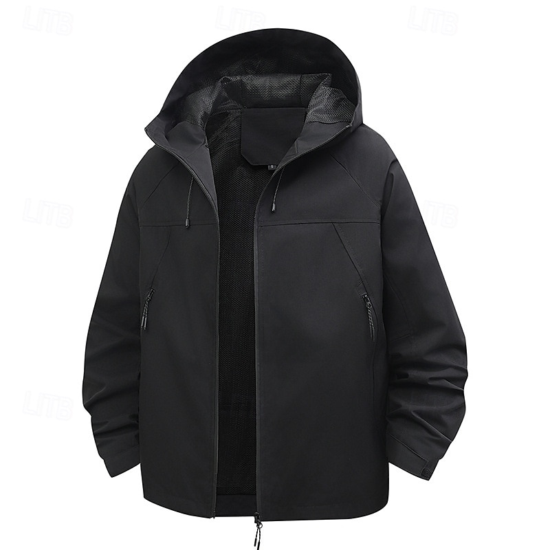 Men's Windbreaker Hiking Jacket rain coat Outdoor Waterproof Windproof Hiking Outfits Hiking Clothes Spring Autumn / Fall Top Camping / Hiking / Caving Running Black White Blue 2025 - $19.99 –P1