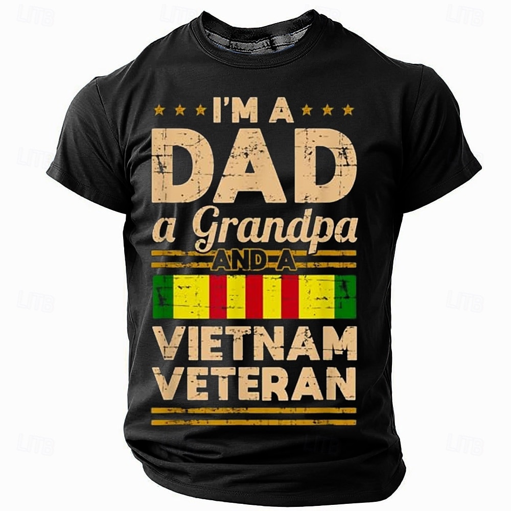 Férfi Veteránok apa Póló Rövid ujjú póló 3D nyomtatás Terített nyak Ing Divat Napi Alap Utca Hétköznapi Napi Fekete Medence Lóhere Nyár Tavasz Ruházat S M L XL XXL XXXL 2025 - $17.99 –P4