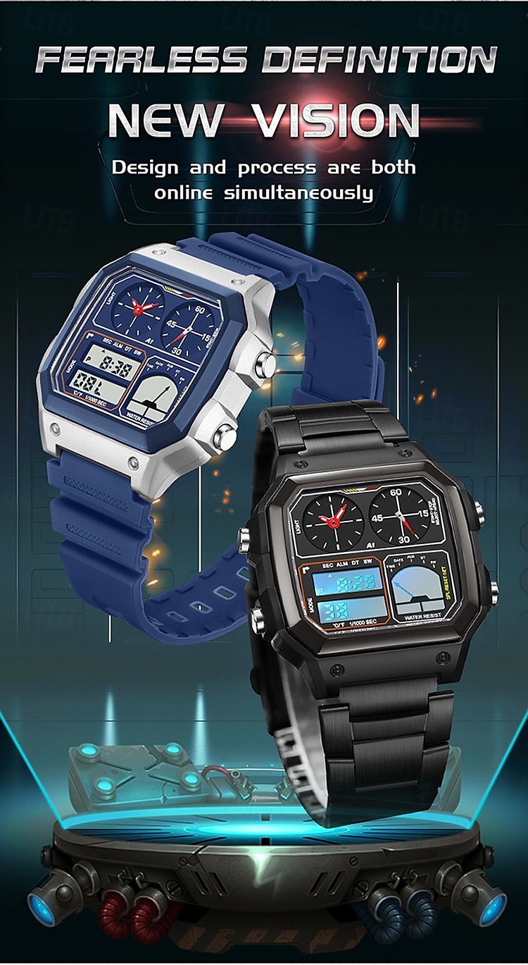 SANDA Men Digital Watch Outdoor Fashion Casual Wristwatch Luminous Stopwatch Alarm Clock Three Time Zones Steel Silicone Gel Watch 2025 - $31.99 –P2