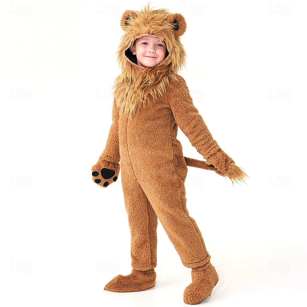Animal Leu Carnaval Costum Pijamale Kigurumi Onesies Basme Drăguţ Pentru copii Băieți Fete Halloween Carnaval Ziua Mondială a Cărții Performanță Îmbrăcăminte educativă Ținute pentru evenimente școlare 2025 - $63.99 –P5