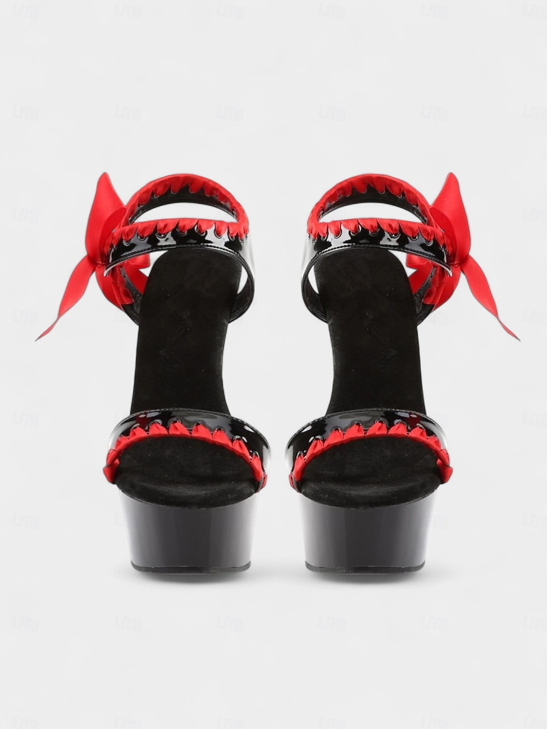 Escarpins à talons aiguilles noirs vintage années 1980 avec nœud en satin rouge – sandales gothiques lolita sexy à talons hauts pour fêtes, spectacles et tenues de club de 2025 ? $79.99 –P2