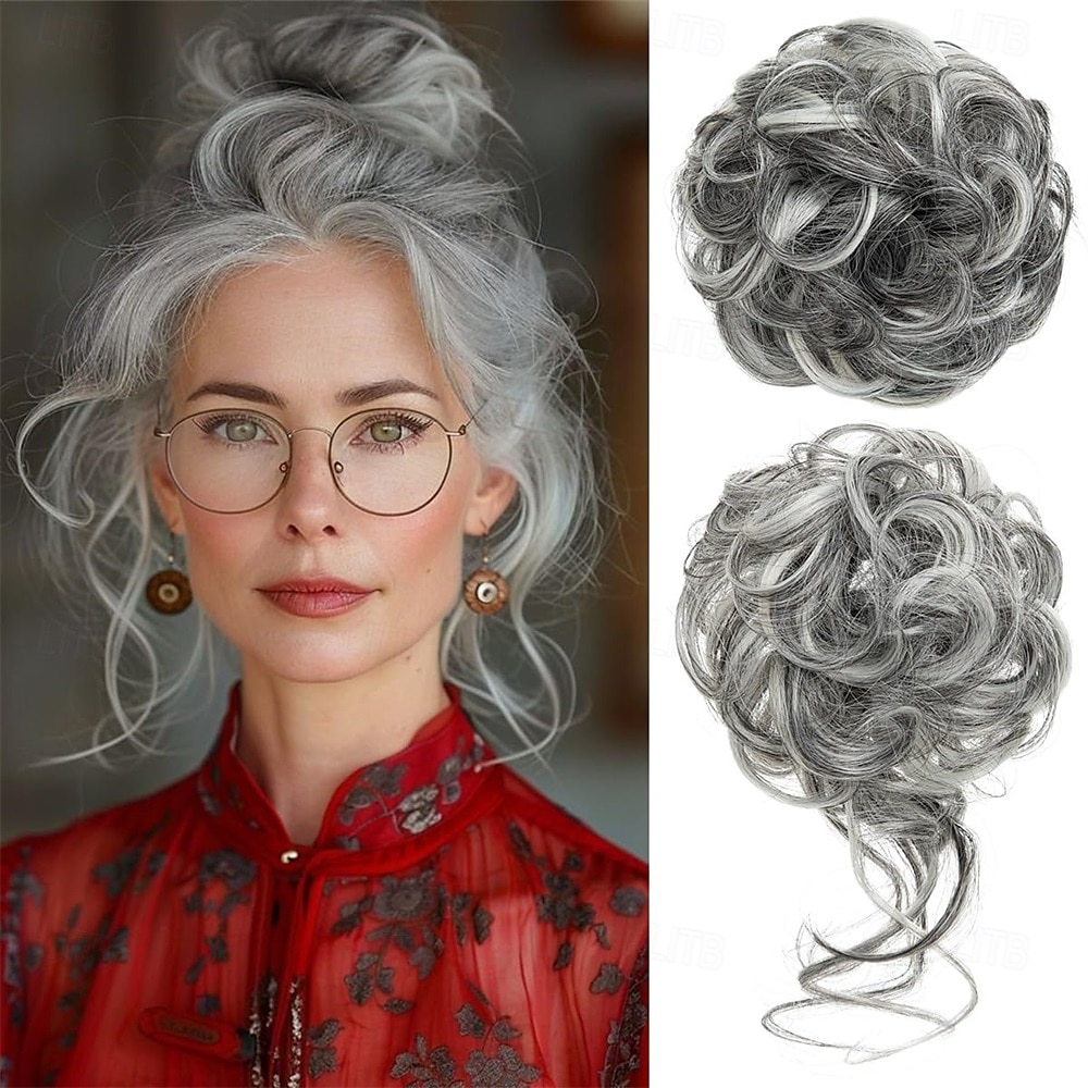 Lot de 2 extensions de cheveux synthétiques ondulés et bouclés en chignon décoiffé pour femme, chignon faux chouchous, queue de cheval, Bernstein multi de 2025 ? $12.99 –P3
