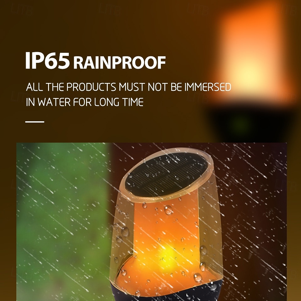 1 Pc Outdoor Waterproof Solar LED Torch Ground Plug Light Lawn Garden Courtyard Path Halloween Christmas Festival Flame Jumping Decorative Light Landscape Light 2026 - $16.49 –P9