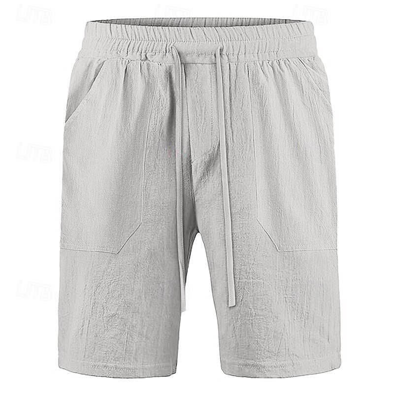 Herren Shorts Leinenshorts Sommershorts Strandshorts Tasche Kordelzug Elastischer Bund Einfach Komfort Atmungsaktiv Knielang Lässig Täglich Ferien Urlaub Klassicher Stil Schwarz Weiß 2025 - $17.99 –P6