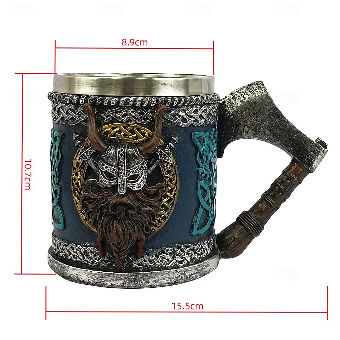 halbă de bere vikingă, cană cadou Oktoberfest cu topor de luptă medieval, ceașcă de cafea pirat nordic, halbă războinic viking, halbă de bere nordică rustică 2025 - $21.99 –P5