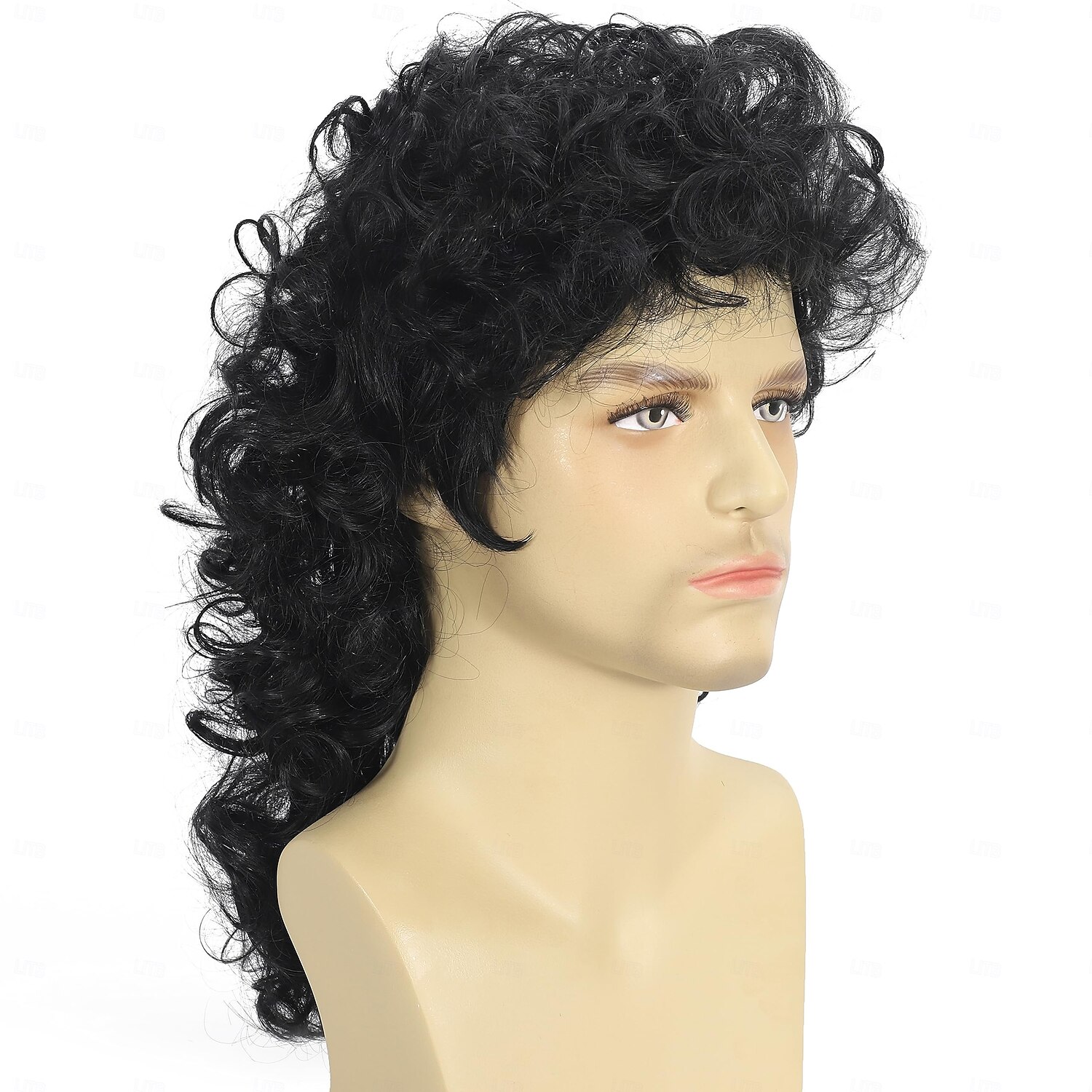 Parrucche mullet ricce per uomini anni '80 lunga riccia nera parrucche hippy rocking anni '80 costume cosplay anime resistente al calore parrucca sintetica parrucca anni '70 Parrucche di Halloween del 2025 a $25.99 –P3