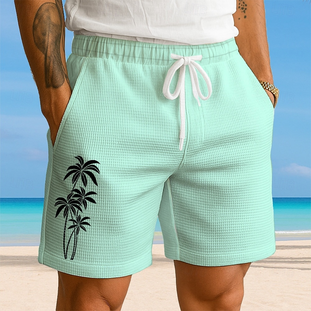 Per uomo Albero di Cocco Piante Tropicali Pantaloncini Waffle Pantaloncini da tuta Pantaloncini casual Misura del girovita medio Moda Casual Vacanza Jogging Allenamento Coulisse elastica in vita del 2025 a $21.99 –P4