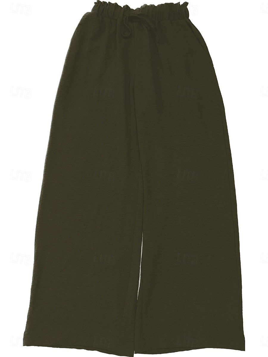 Per donna Gamba larga Chinos Moda Essenziale Casual Lungo Vita Alta Semplice Tasca Fascia Elastica Comodo Morbido Confortevole Micro-elastico All'aperto Streetwear Nero Rosa Cachi Verde militare del 2025 a $22.99 –P2