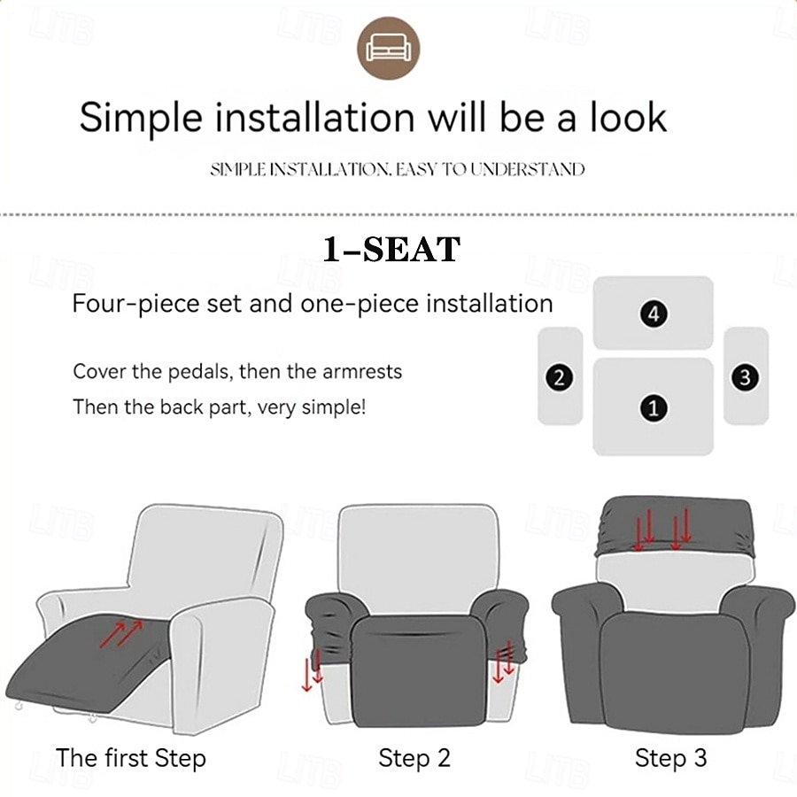 4-Piece Elastic Lounge Chair Sofa Cover Set - Functional Slipcovers for Living Room Furniture Protection 2025 - $34.99 –P3