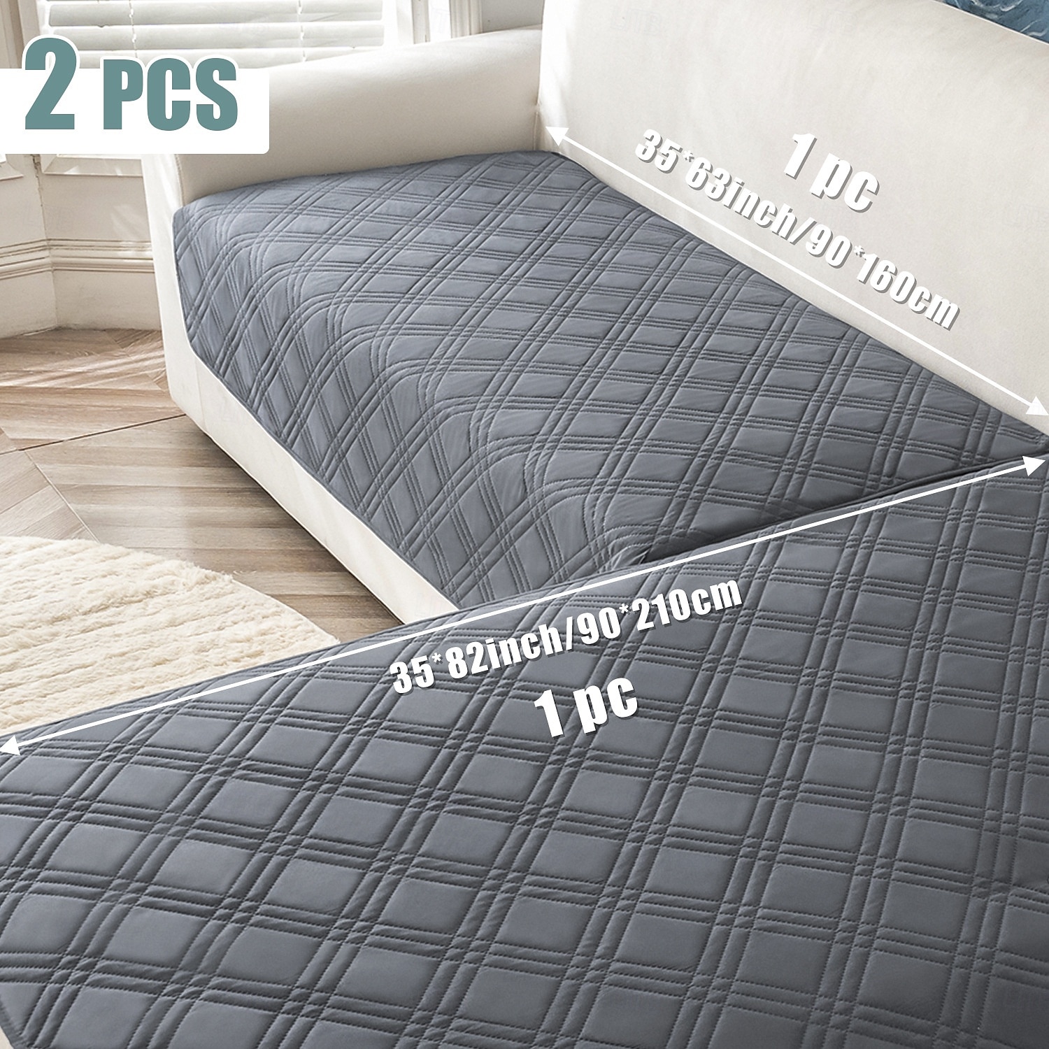 2pcs Modern Geometric L-Shaped Sofa Covers in Blue White Durable, Pet Friendly Couch Protectors with Quilted Design Machine Washable, Fits Sectional Sofas  Sofa Protection Cover Contemporary Sty 2025 - $39.99 –P8