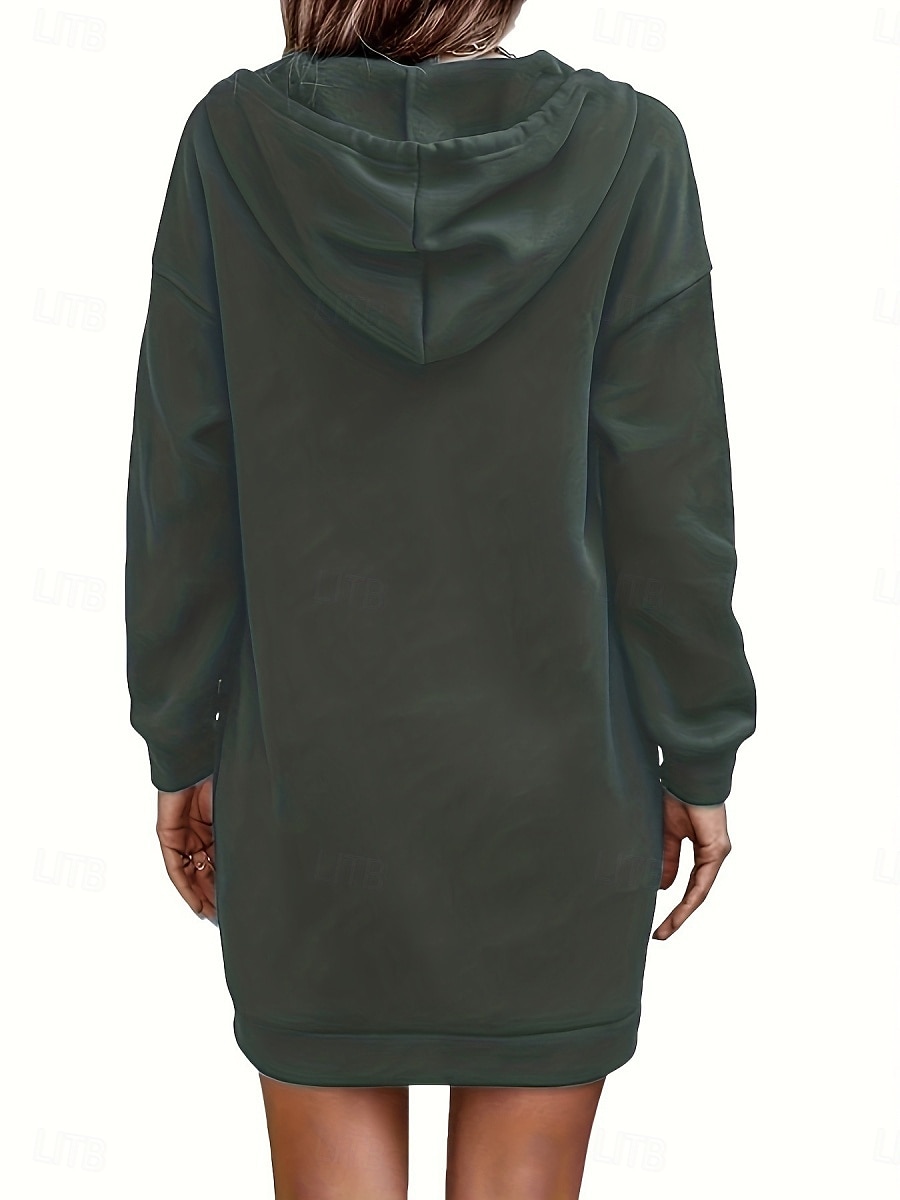 Damen Minikleid Shiftkleid Lässig Täglich Lässiger Schnitt Grafik Langarm Mit Kapuze Schwarz Weiß Rosa Wein Frühling Herbst Winter 2025 - $14.99 –P3