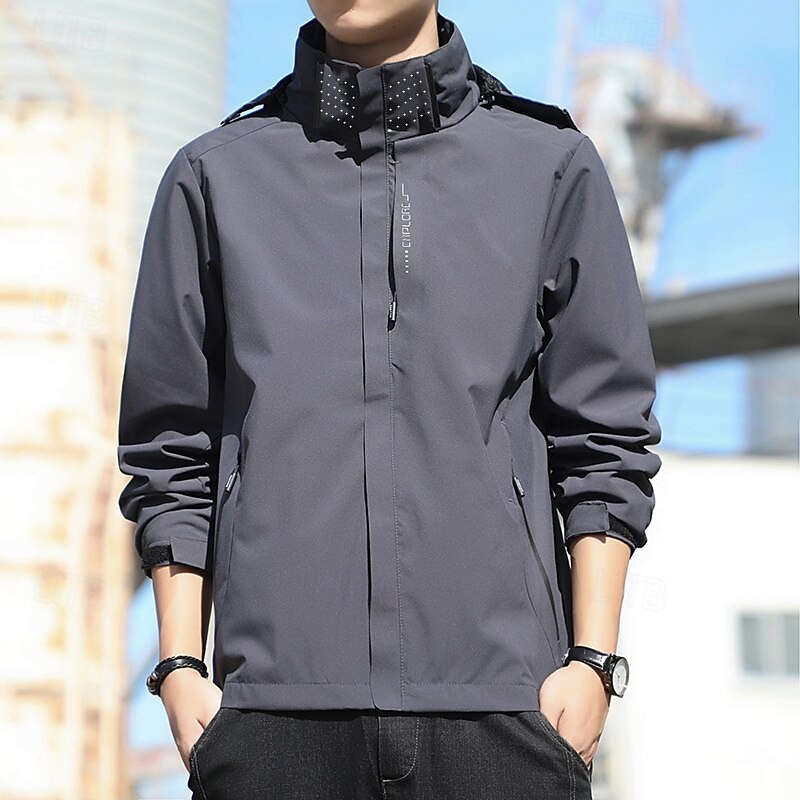 Men's Windbreaker Hiking Jacket rain coat Outdoor Waterproof Windproof Hiking Outfits Hiking Clothes Spring Autumn / Fall Top Camping / Hiking / Caving Running Black Blue Dark Blue 2025 - $14.79 –P1