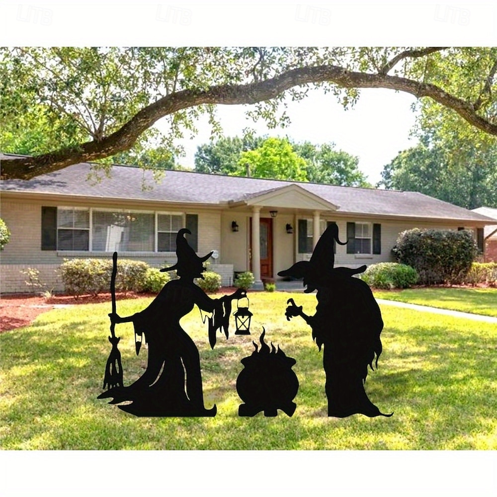 Decorazioni da giardino in metallo con streghe di Halloween festive, 3 streghe spettrali per decorazioni da esterno - picchetti da giardinaggio senza batteria, decorazioni da giardino in metallo del 2025 a $71.99 –P9