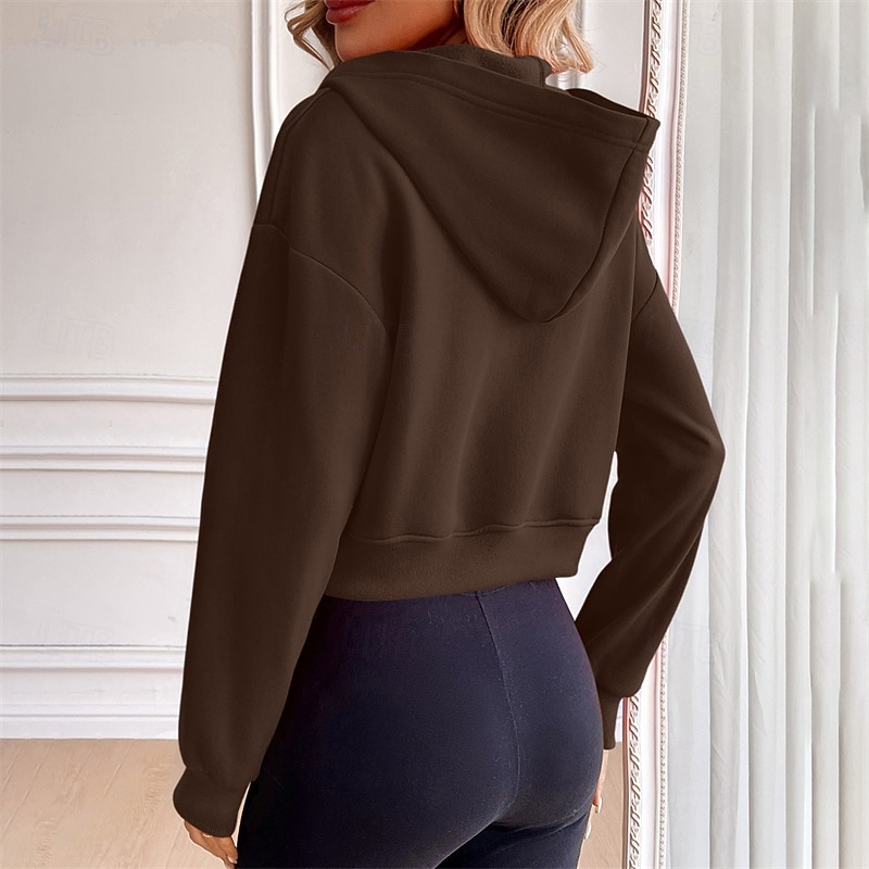Mulheres Moletom com zíper Jaqueta com capuz Bolso Com Zíper Manga Longa Blusas Roupa Esportiva Outono Cor Sólida A Prova de Vento Roupa de esporte Roupas Esportivas Branco Amarelo Azul Real de 2025 por $16.49 –P8