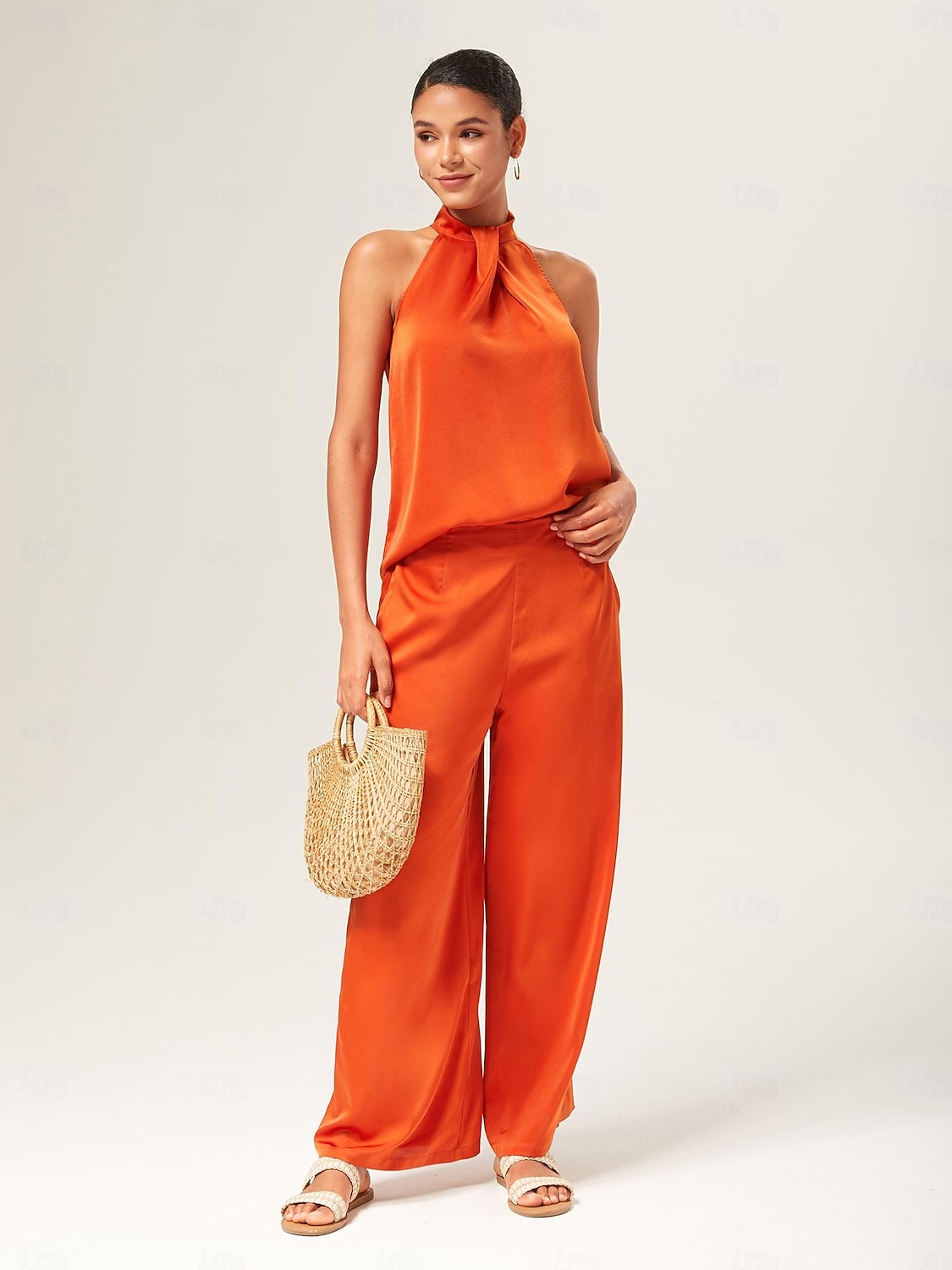 conjunto de calças largas com gola alta laranja de 2025 por $86.99 –P15